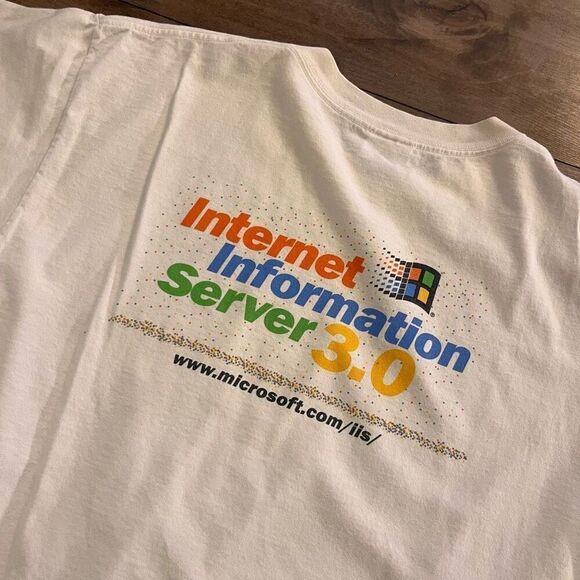 Vintage Microsoft Birthday‎ Internet Server White Tshirt Men XL Bin I-41 - Picture 6 of 6